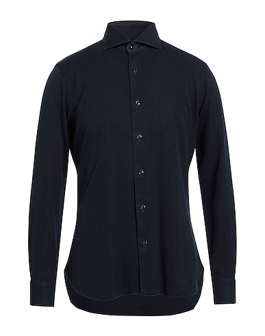 DANDYLIFE by BARBA Solid colour shirt Midnight blue 100% Cotton