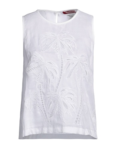 MAX MARA STUDIO Top Bianco 100% Ramiè, Poliestere