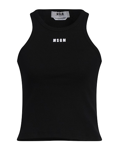 MSGM Tank top Black 95% Cotton, 5% Elastane