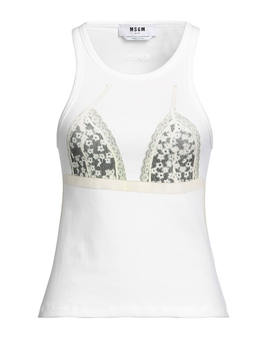 MSGM Top White 95% Cotton, 5% Elastane
