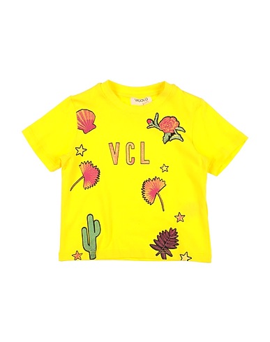 VICOLO T-shirt Yellow 95% Cotton, 5% Elastane