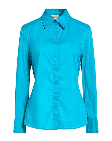 SEMICOUTURE Shirts TURCHESE 79% Cotton, 18% Polyamide, 3% Elastane