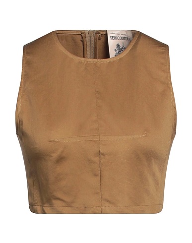 SEMICOUTURE Top Khaki 64% Cotone, 36% Lino