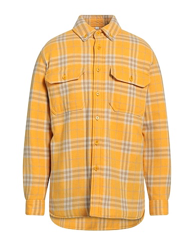 BURBERRY Camicia a quadri Giallo ocra 81% Lana Vergine, 19% Cotone