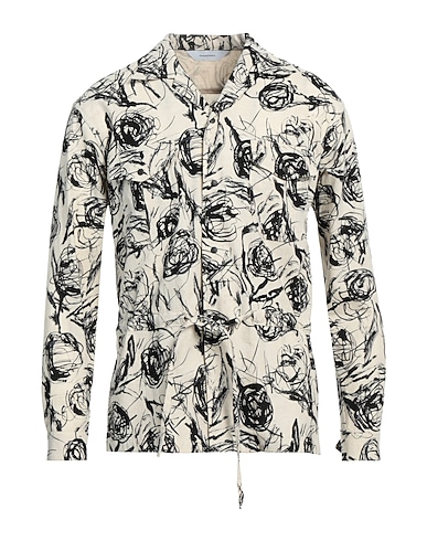 SASQUATCHFABRIX. Patterned shirt Beige 85% Cotton, 15% Linen, Polyester