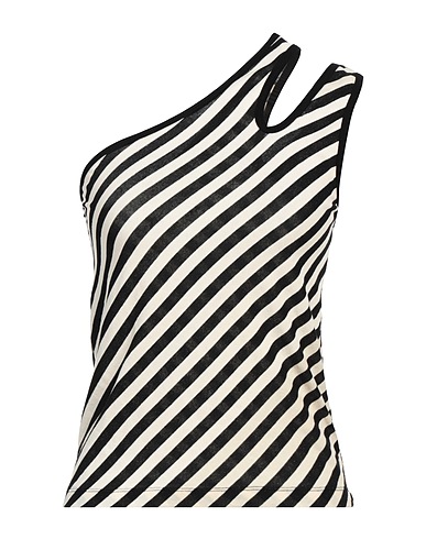 8PM One-Shoulder-Top Schwarz 40% Baumwolle, 40% Polyester, 8% Polyamid, 7% Metallisiertes Polyester, 5% Elastan