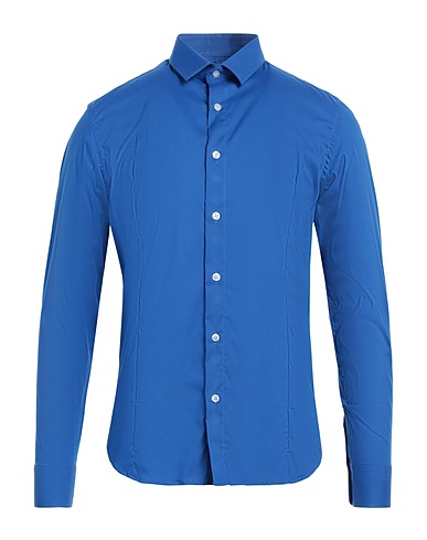 GREY DANIELE ALESSANDRINI Chemise de couleur unie Bleu électrique 70% Coton, 26% Polyamide, 4% Élasthanne