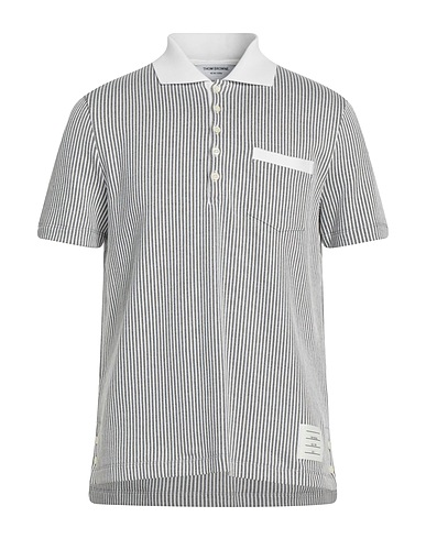 THOM BROWNE Polo shirt Grey 100% Cotton, Elastane