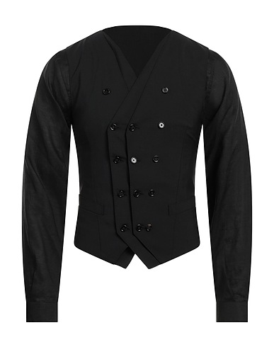 DOLCE&GABBANA Solid colour shirt Black 48% Wool, 30% Linen, 20% Silk, 2% Elastane