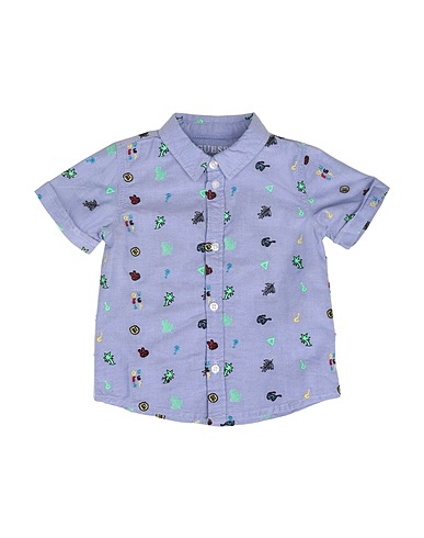 GUESS Patterned shirt Light blue 100% Cotton