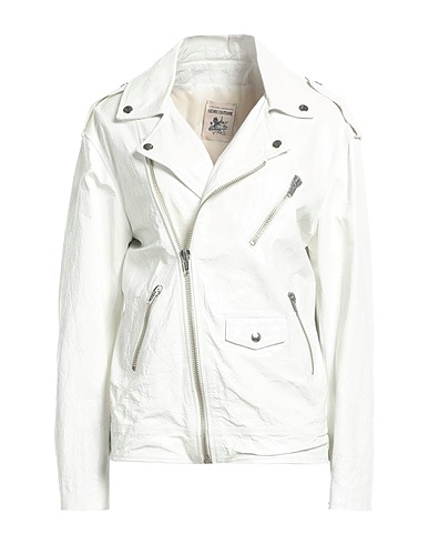 SEMICOUTURE Bikerjacke Weiß 100% Leder