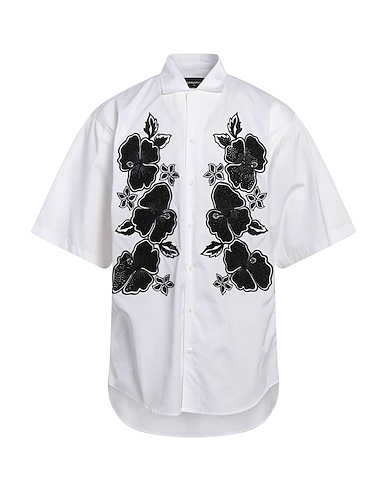 DSQUARED2 Patterned shirt White 100% Cotton, Polyamide, Elastane