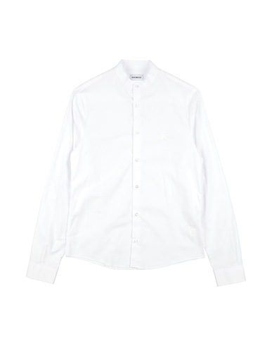 BIKKEMBERGS Solid color shirt White 97% Cotton, 3% Elastane