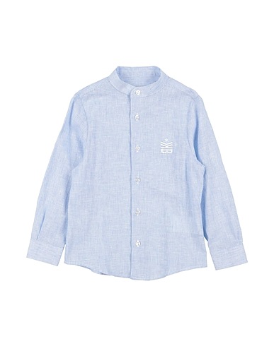 BIKKEMBERGS Patterned shirt Light blue 100% Cotton