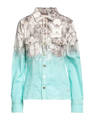 MARANI JEANS Denim shirt Turquoise 98% Cotton, 2% Elastane