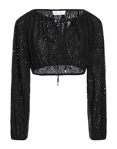 WEILI ZHENG Top Black 100% Cotton