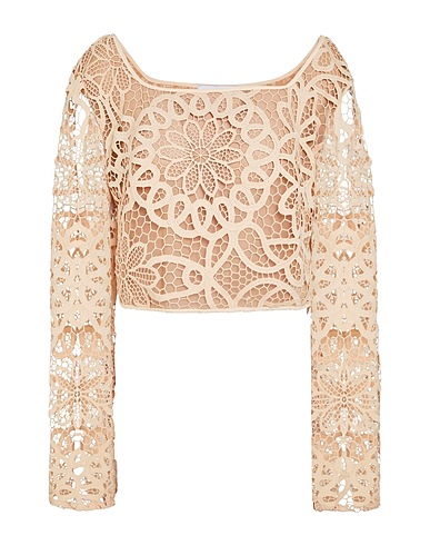 WEILI ZHENG Top Beige 100% Polyester