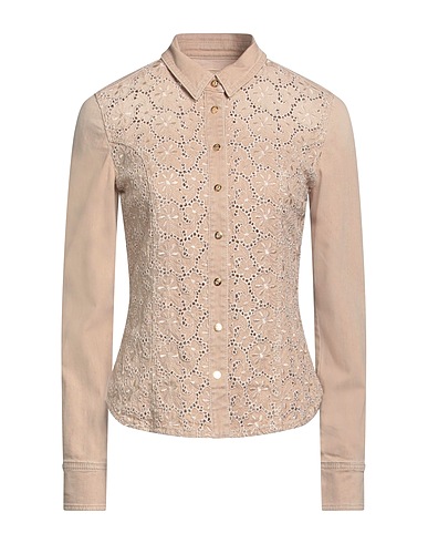 MARANI JEANS Denim shirt Beige 98% Cotton, 2% Elastane