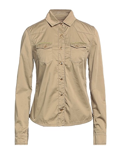 ANGELO MARANI Shirts Sage green 98% Cotton, 2% Elastane