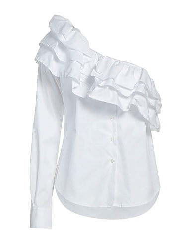 SARA ROKA Solid colour shirts & blouses White 78% Cotton, 18% Polyamide, 4% Elastane