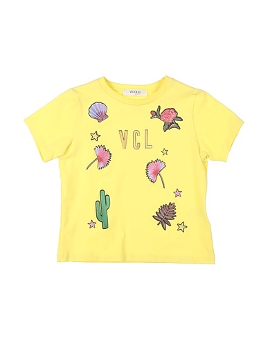 VICOLO T-shirt Yellow 93% Cotton, 7% Elastane
