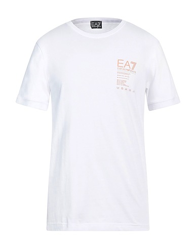 EA7 T-shirt White 100% Cotton, Elastane