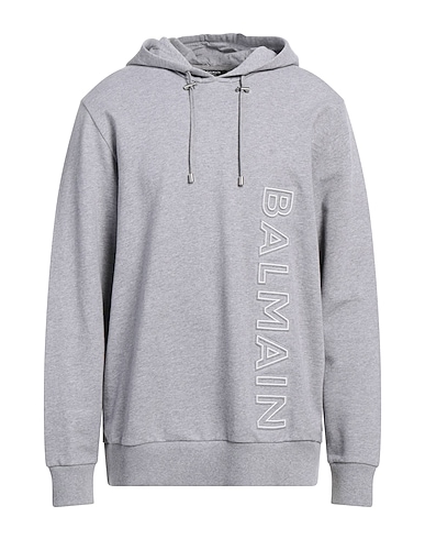 BALMAIN Hooded sweatshirt Light grey 100% Cotton, Elastane