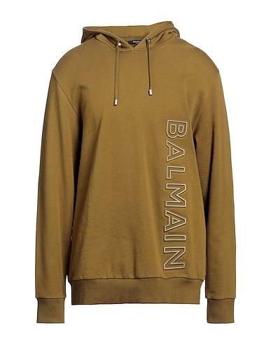 BALMAIN Hooded track jacket  Military green 100% Cotton, Elastane