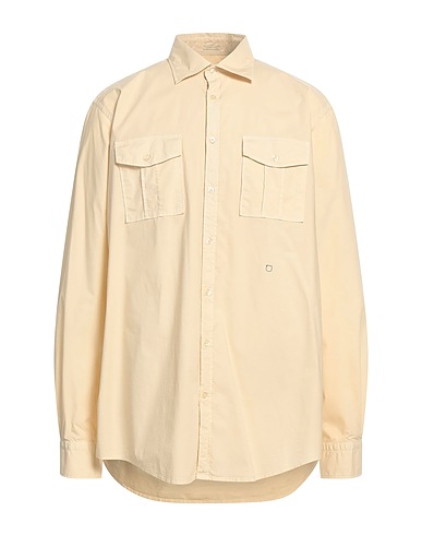 MASSIMO ALBA Solid colour shirt Beige 97% Cotton, 3% Elastane