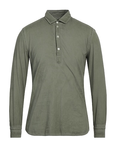 MESSAGERIE Solid colour shirt Military green 100% Cotton