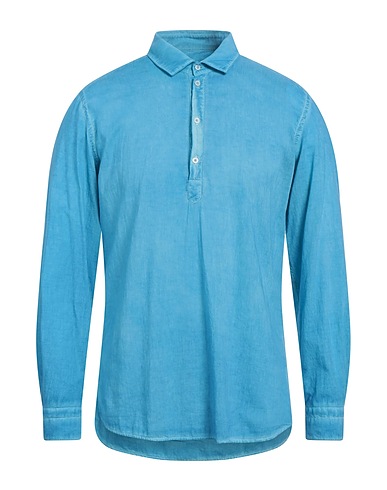 MESSAGERIE Solid colour shirt Turquoise 100% Cotton