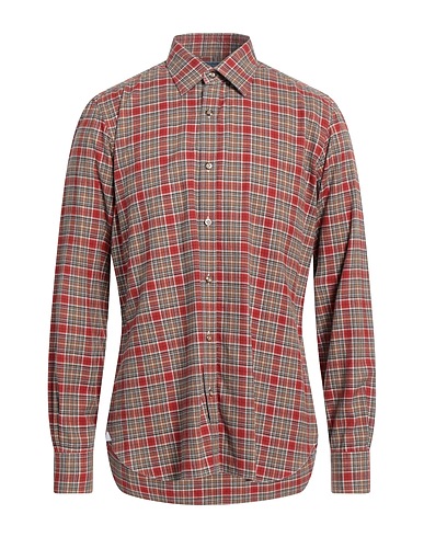 BARBA Napoli Camicia a quadri Ruggine 100% Cotone