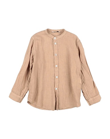 MANUEL RITZ Einfarbiges Hemd Beige 100% Leinen