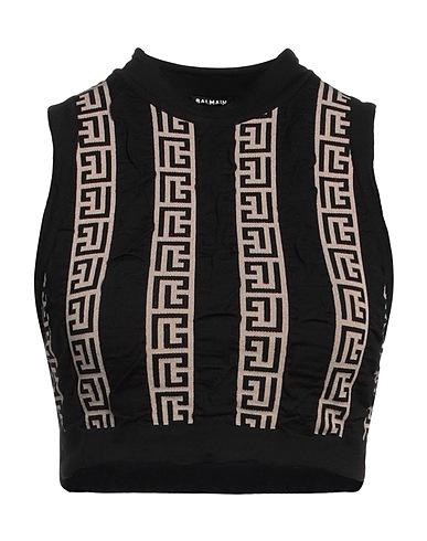 BALMAIN Top Black 50% Wool, 29% Viscose, 19% Polyamide, 1% Elastane, 1% Polyester
