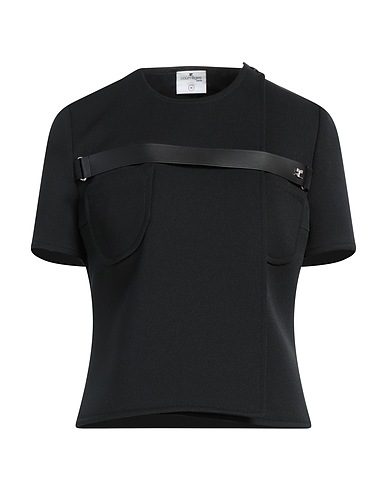 COURRÈGES Top Black 83% Polyester, 17% Acetate