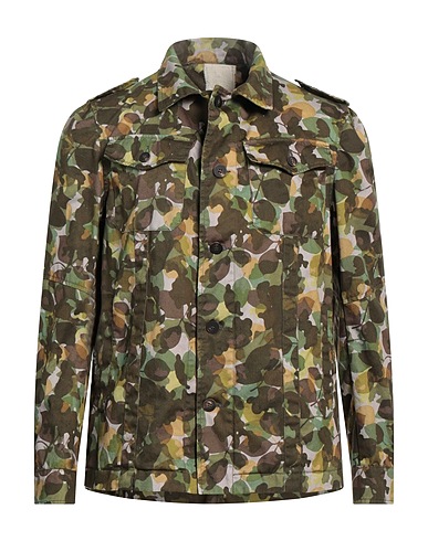 MESSAGERIE Patterned shirt Military green 97% Cotton, 3% Elastane
