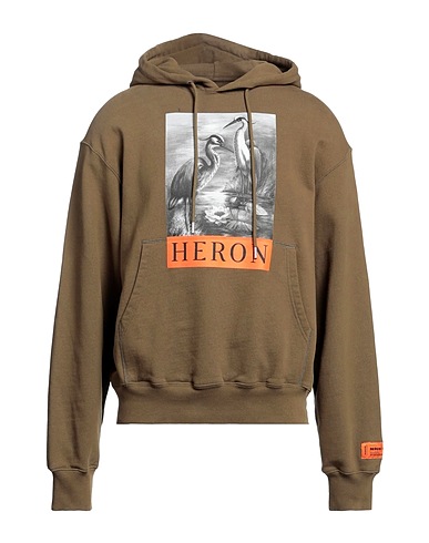 HERON PRESTON Hooded sweatshirt Military green 100% Cotton, Elastane