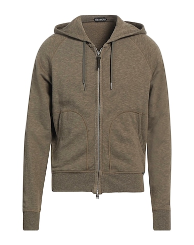 TOM FORD Hoodie Militärgrün 65% Baumwolle, 35% Viskose, Elastan, Lammleder