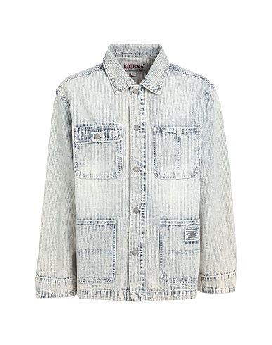 GUESS Denim shirt Blue 73% Cotton, 15% Viscose, 12% Polyester