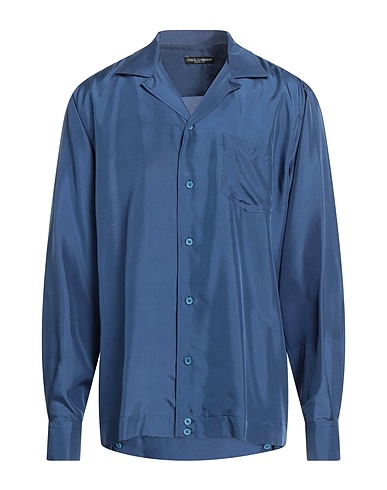 DOLCE&GABBANA Solid colour shirt Slate blue 100% Silk