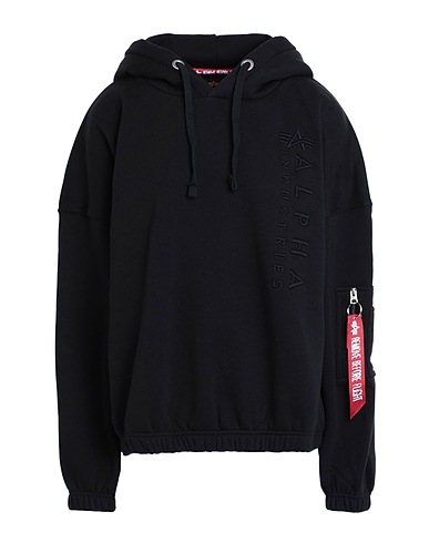 ALPHA INDUSTRIES Hooded sweatshirt Black 80% Cotton, 20% Polyester