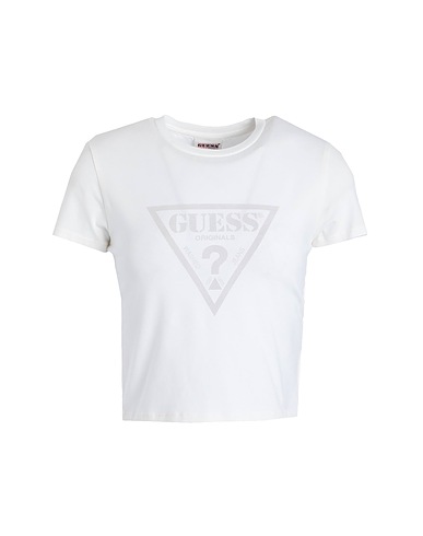 GUESS Кроп-топ Белый 95% Хлопок, 5% Эластан