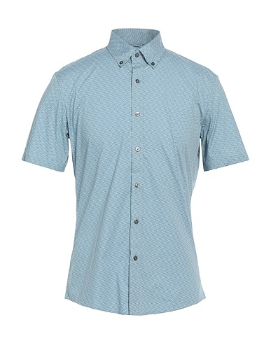 MICHAEL KORS MENS Patterned shirt Pastel blue 97% Cotton, 3% Elastane