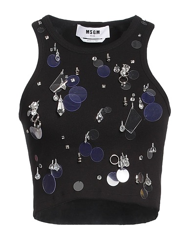 MSGM Top Black 95% Cotton, 5% Elastane, PVC - Polyvinyl chloride, Glass, Acrylic