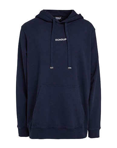 DONDUP Hooded track jacket Midnight blue 100% Cotton, Elastane