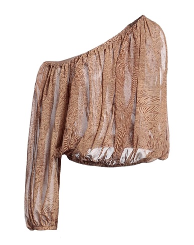 FEDERICA TOSI Off-the-shoulder top Beige 100% Silk