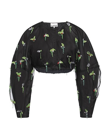 GANNI Patterned shirts & blouses Black 100% Recycled polyester