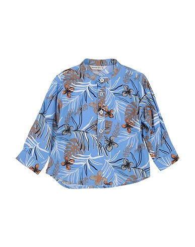 MANUEL RITZ Patterned shirt Light blue 100% Cotton