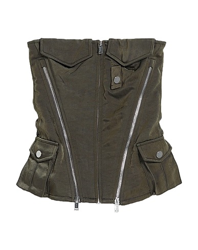 DION LEE Top Verde militare 100% Nylon