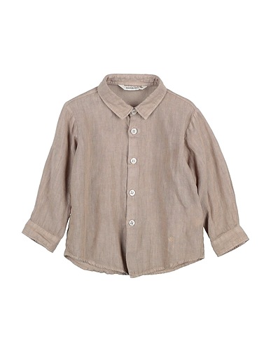 MANUEL RITZ Solid colour shirt Khaki 100% Linen